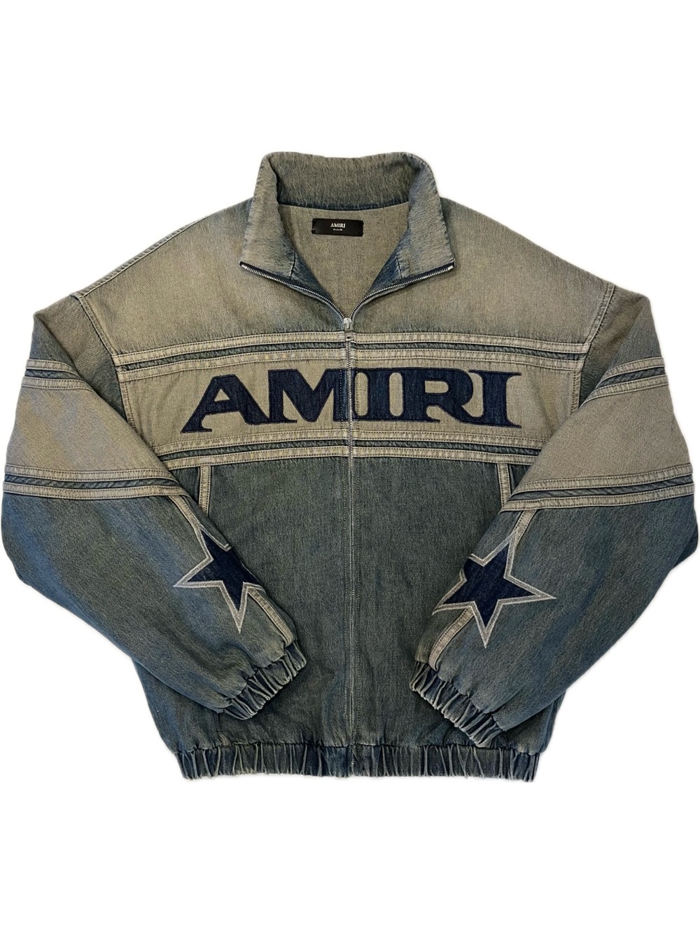 AMIRI Denim Track Jacket in Worn Slate